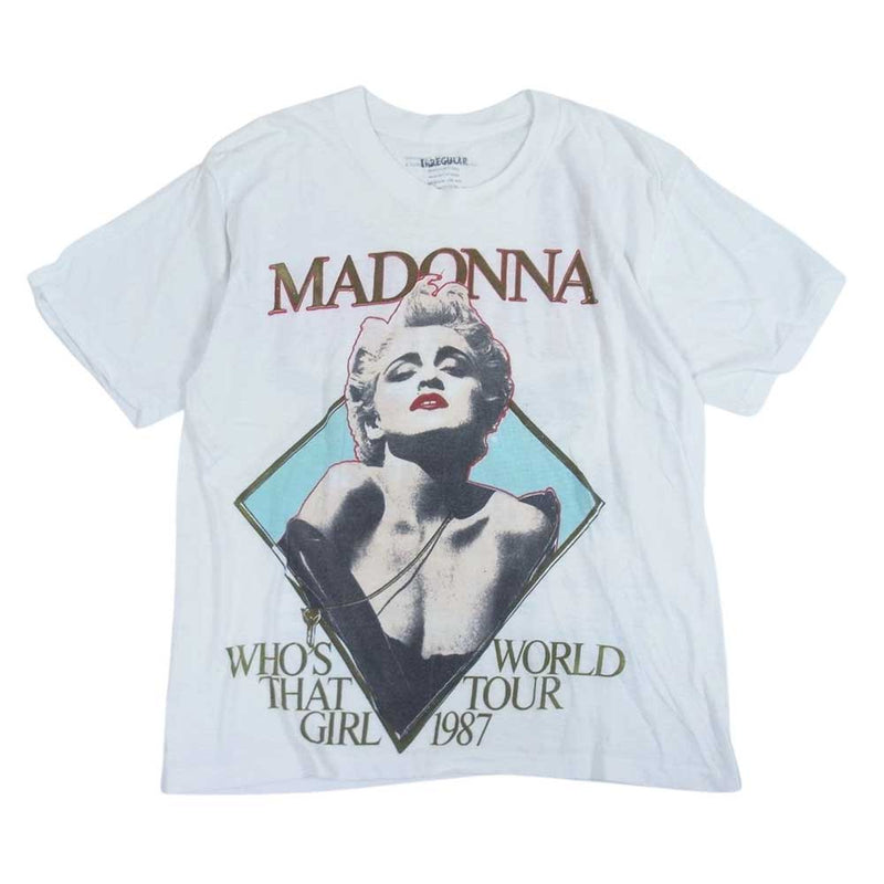 80s MADONNA WHO'S THAT GIRL WORLD TOUR 1987 マドンナ バンド Tシャツ バンT袖裾 シングルステッチ  ホワイト系 M【中古】
