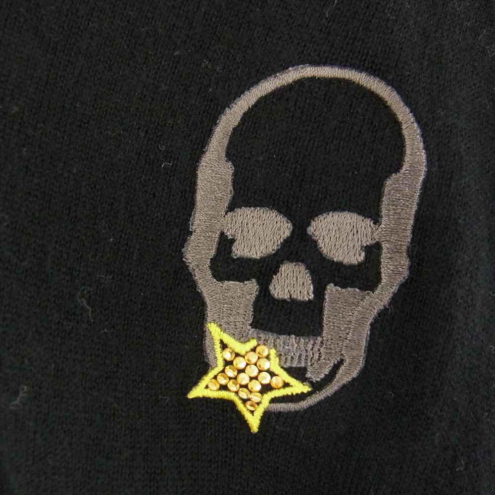 Lucien Pellat-Finet ルシアンペラフィネ カシミヤ スカル スター 刺? Vネック ニット セーター ブラック系 M【中古】