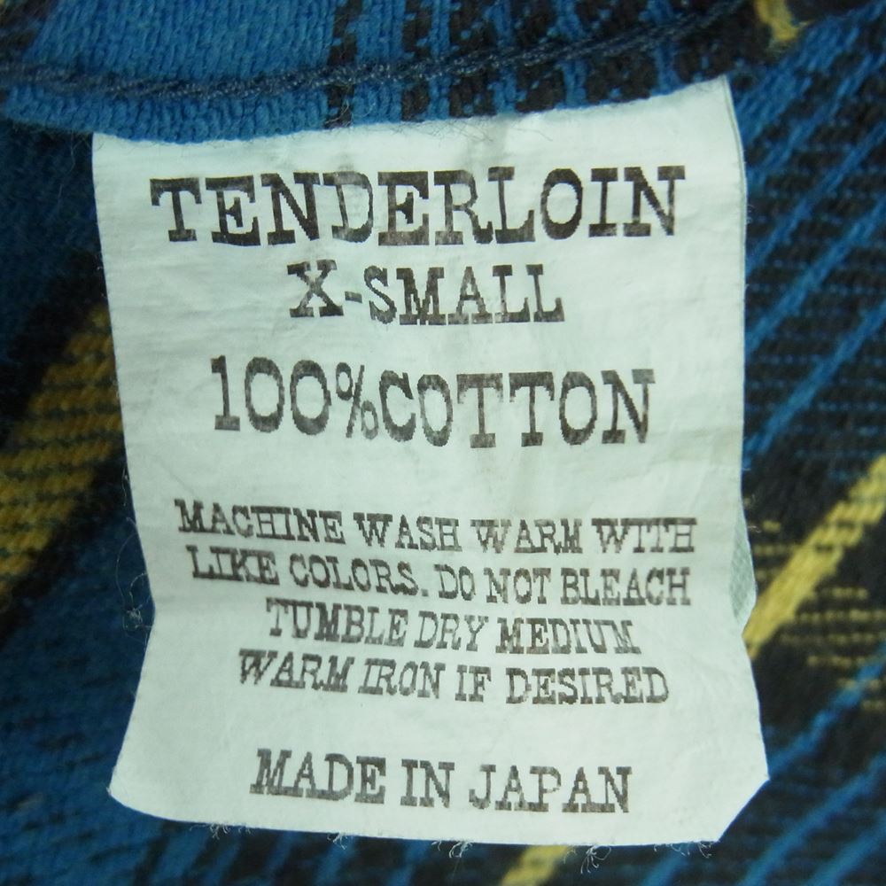 TENDERLOIN テンダーロイン T-HEAVY FLANNEL SHT ヘビー フランネル チェック 長袖 シャツ 日本製 ブルー系 XS【中古】