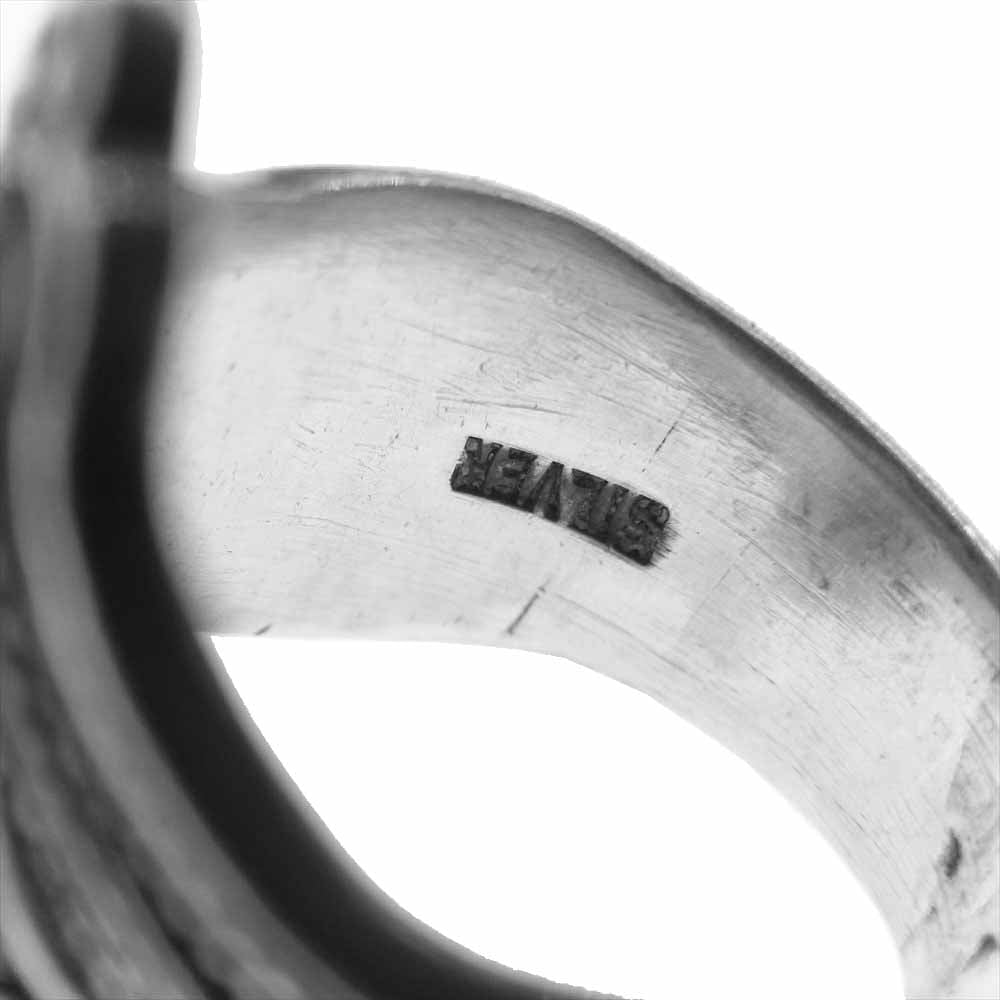 ニズムターコイズ レッドストーン スタンプワーク リング シルバー系【中古】