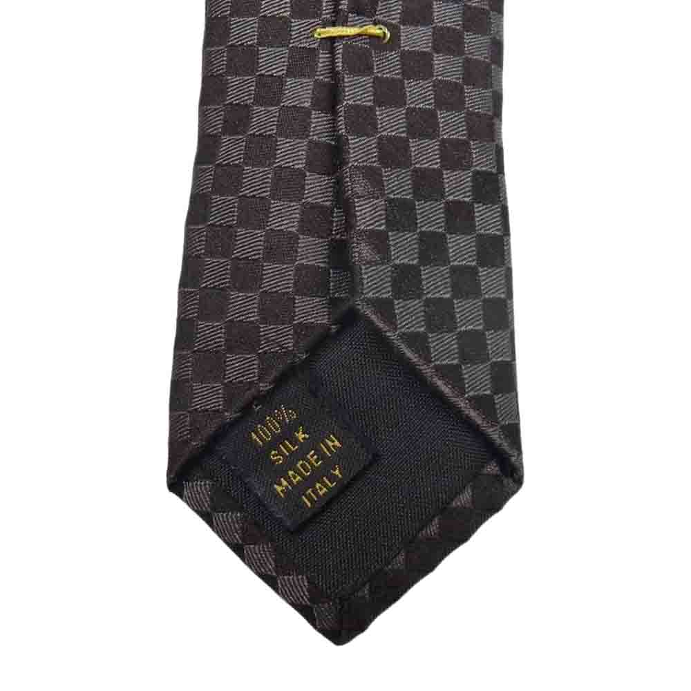 LOUIS VUITTON ルイ・ヴィトン イタリア製 シルク マイクロダミエ ネクタイ ブラウン ブラウン系【中古】