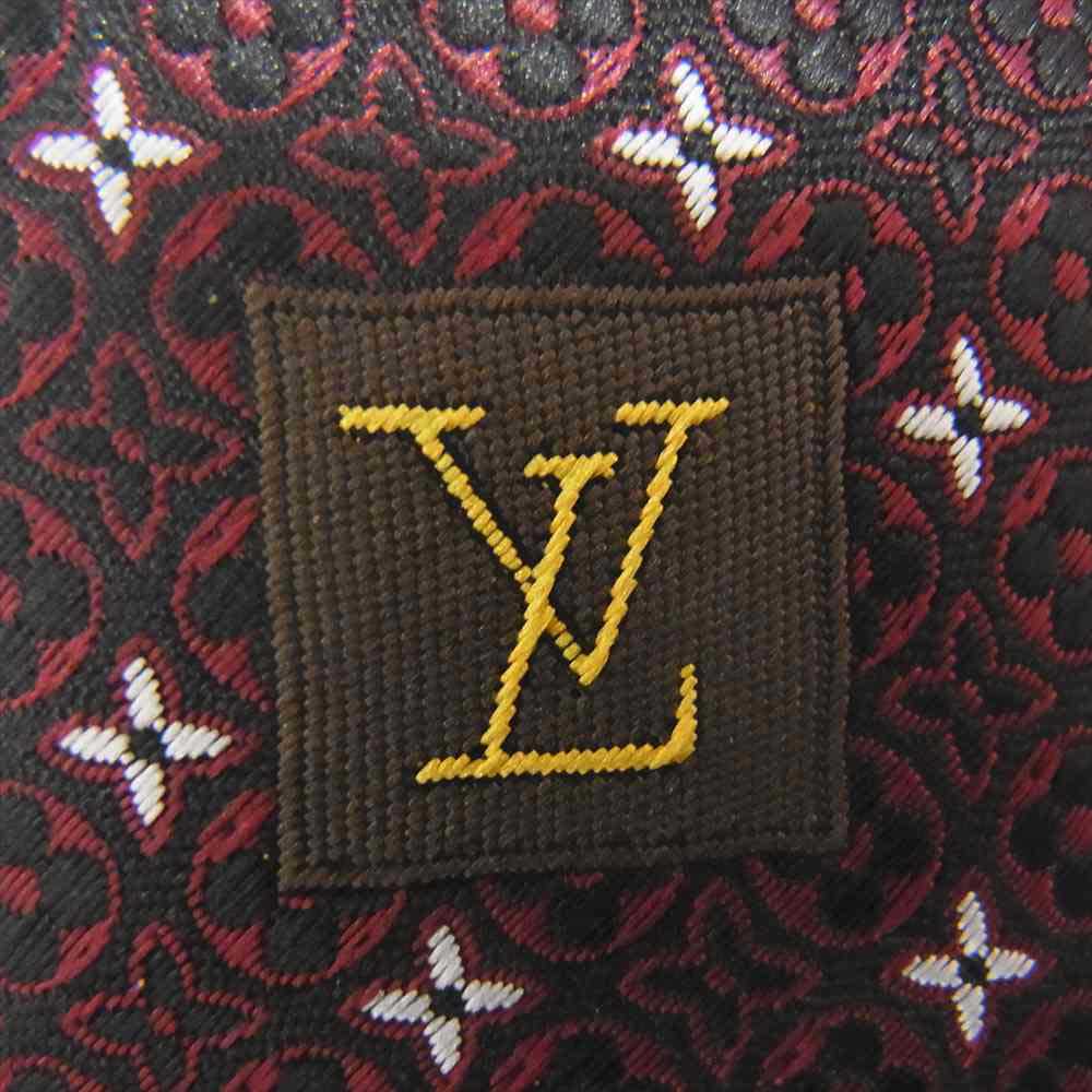 LOUIS VUITTON ルイ・ヴィトン モノグラムフラワー シルク ネクタイ エンジ系【極上美品】【中古】