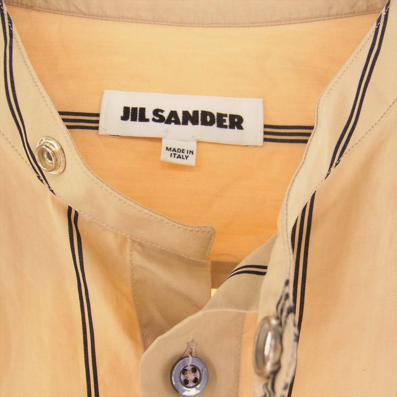 JIL SANDER ジルサンダー バンドカラー マンダリンマオカラー ストライプシャツ　 ベージュ系 40【中古】