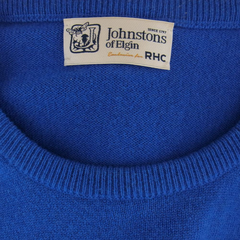ジョンストンズオブエルガン × RHC ロンハーマン カシミア クルーネック ニット セーター ブルー ブルー系 L【中古】