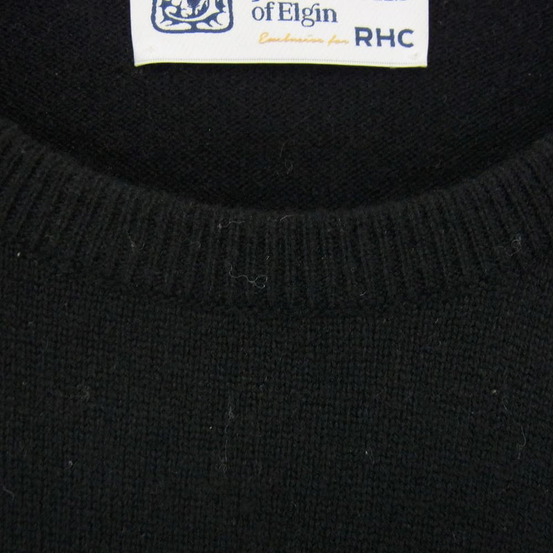 ジョンストンズオブエルガン × RHC ロンハーマン カシミア クルーネック ニット セーター ブラック ブラック系 L【中古】