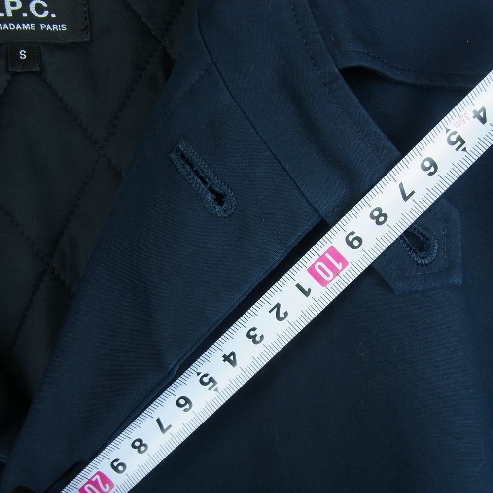 A.P.C. アーペーセー ステンカラー コート キルティング ライナー付 中国製 ダークネイビー系 S【中古】