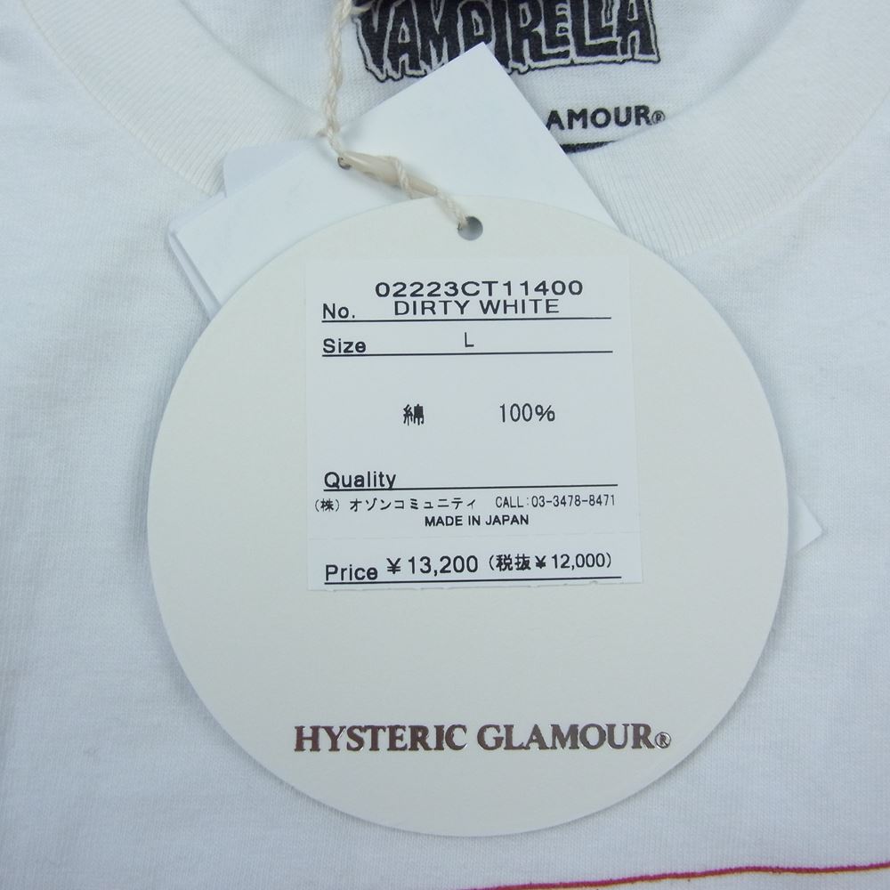 HYSTERIC GLAMOUR ヒステリックグラマー 22AW 02223CT11 VAMPIRELLA THE PHONE ヴァンピレラ ザ フォン クルーネック プリント 半袖 Tシャツ ホワイト系 L【美品】【中古】
