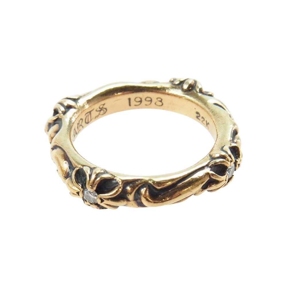 CHROME HEARTS クロムハーツ(原本無) 22K SBT BAND DIA 4ポイント ダイヤ リング ゴールド系 18号【中古】