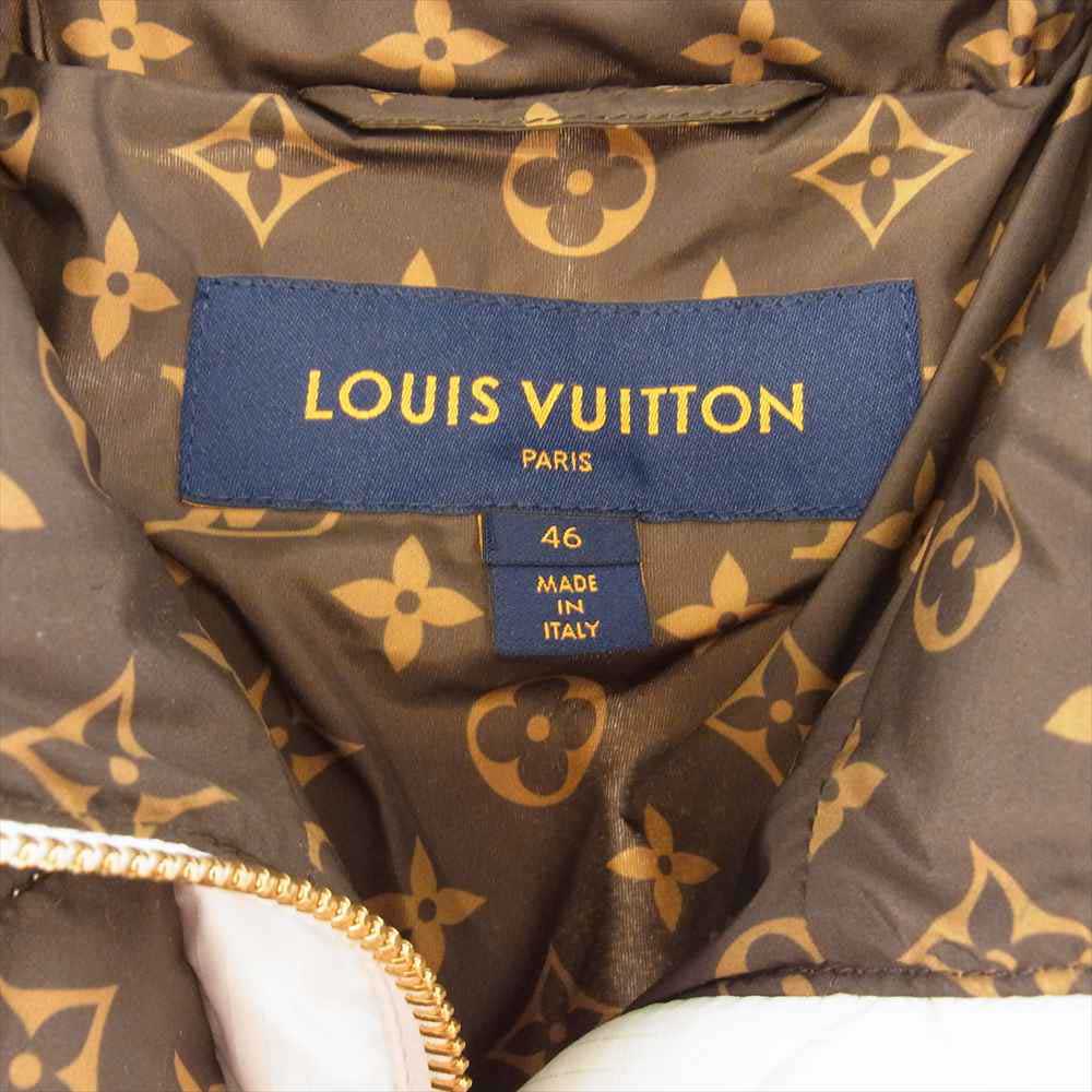 LOUIS VUITTON ルイ・ヴィトン 1AAAWT モノグラム アクセント ピロウ パファ ジャケット ホワイト系 ブラウン系 46【中古】