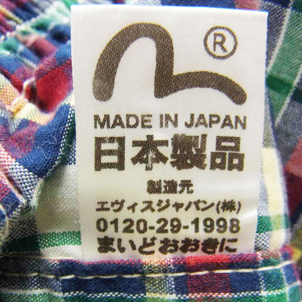 EVISU エヴィス YAMANE ヤマネ チェック シャツ ジャケット レッド系 ネイビー系 38【中古】