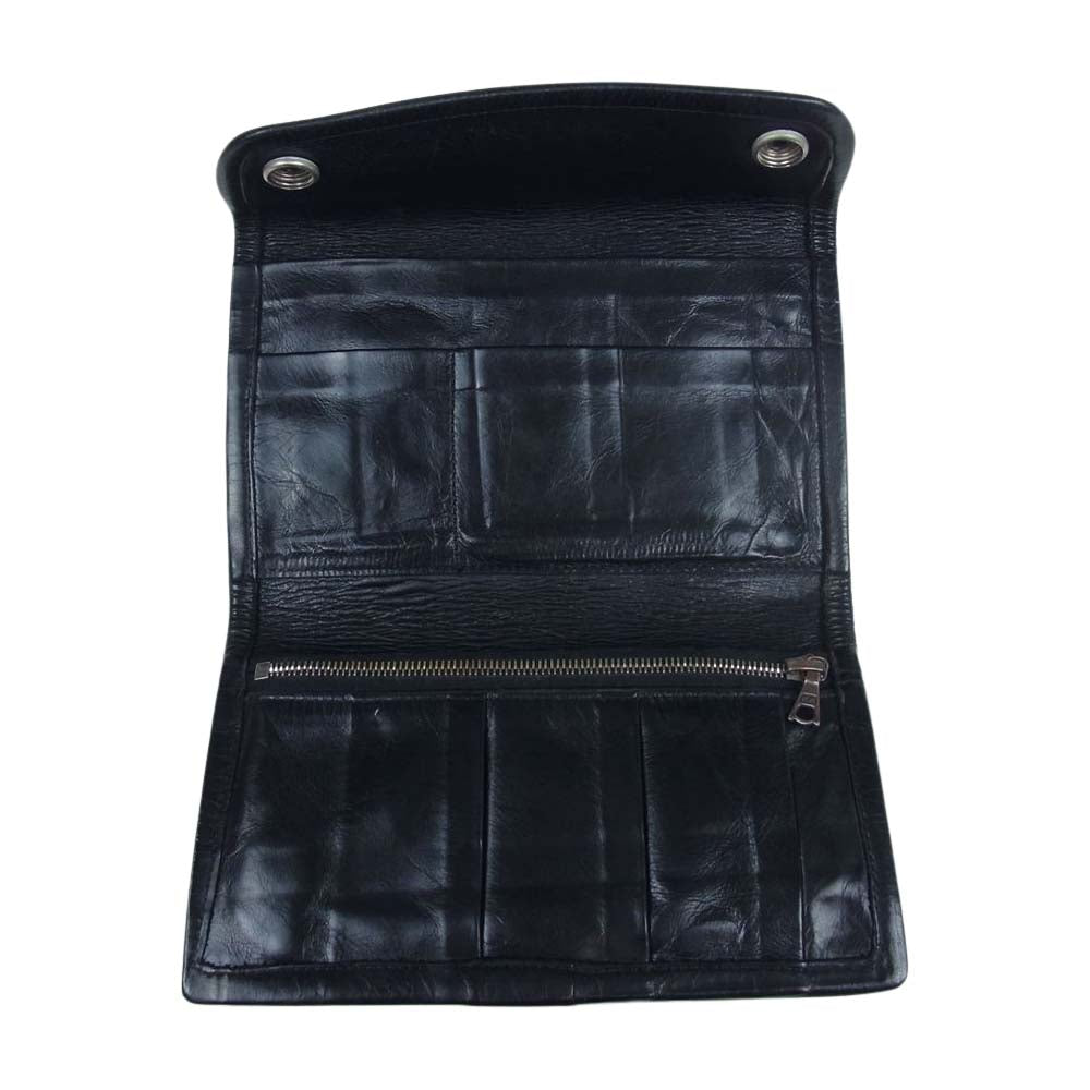 TRAVIS WALKER トラヴィスワーカー スティングレイ クロスパッチ クロスコンチョ レザーウォレット ブラック系【中古】