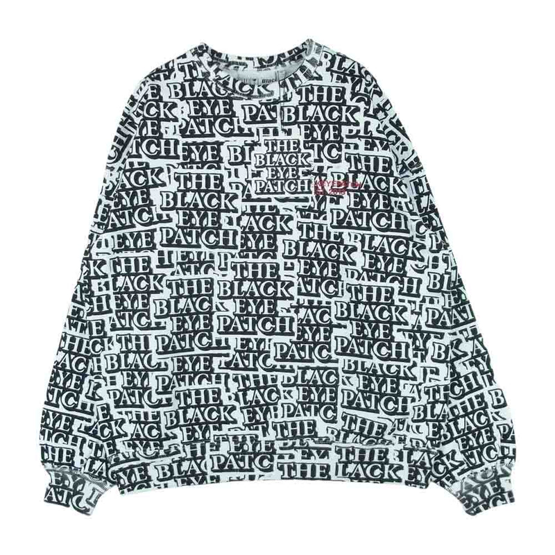 ブラックアイパッチ BEPFW20TP15 STICKER-COVERED CREW SWEAT ステッカー カバード クルー スウェット トレーナー  ホワイト系 ブラック系 M【新古品】【未使用】【中古】