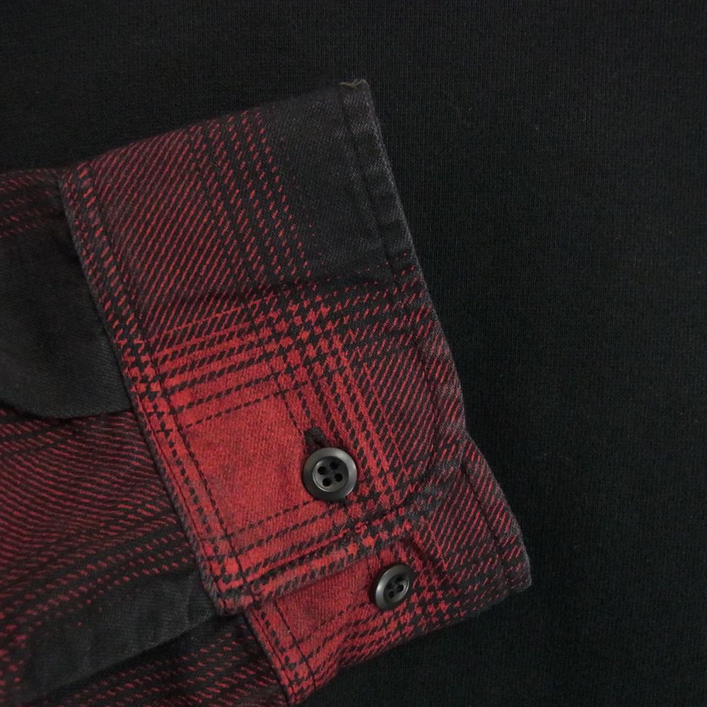 MINEDENIM マインデニム 21AW MND-21AWOP003-17-022 × OLD PARK オールドパーク Denim Shirt Crew neck デニムチェックシャツ切替 クルーネック スウェット ブラック系 RTP 2【新古品】【未使用】【中古】
