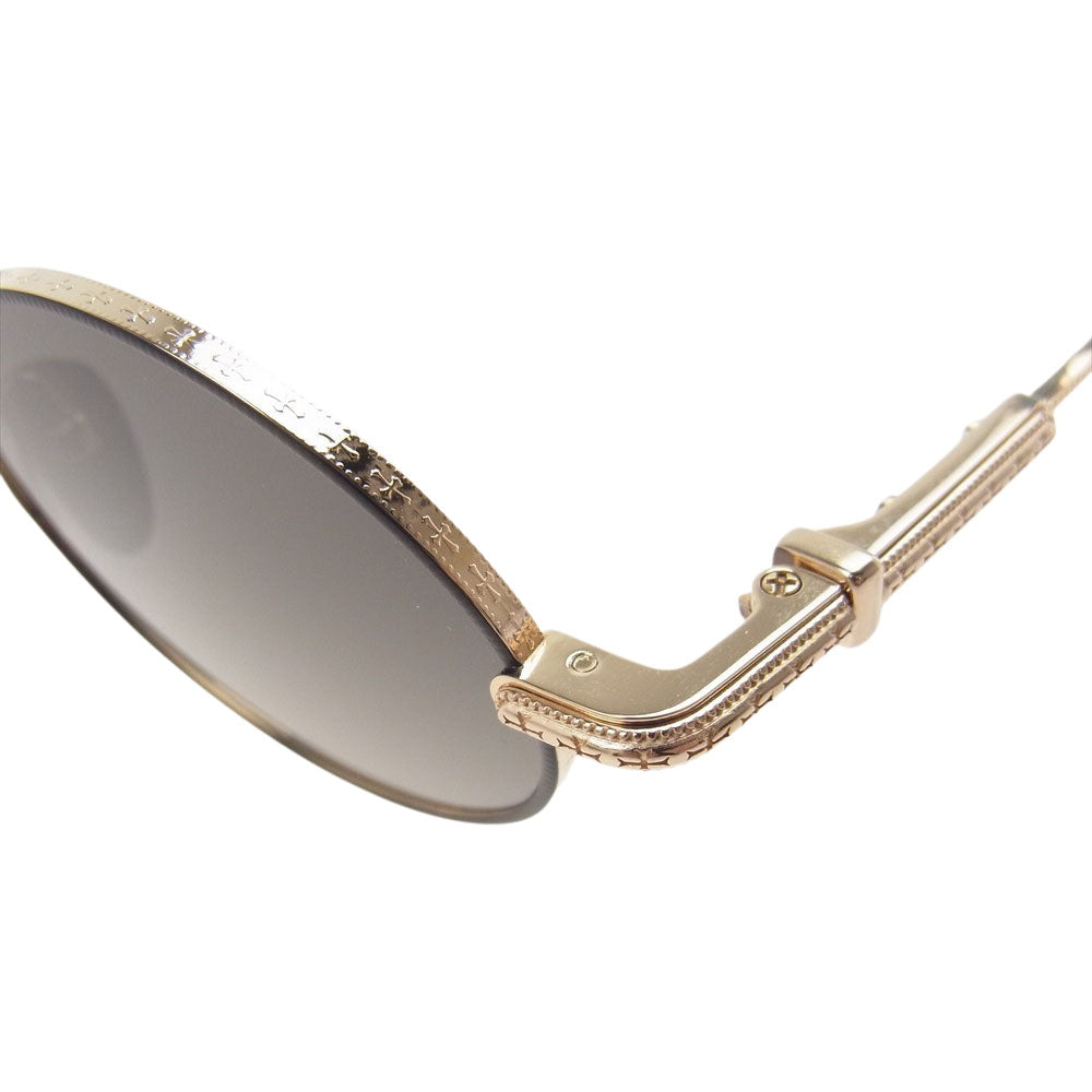 CHROME HEARTS クロムハーツ(原本無) CLAPPER オーバル フレーム ゴールド サングラス ブラック系 ゴールド系【中古】