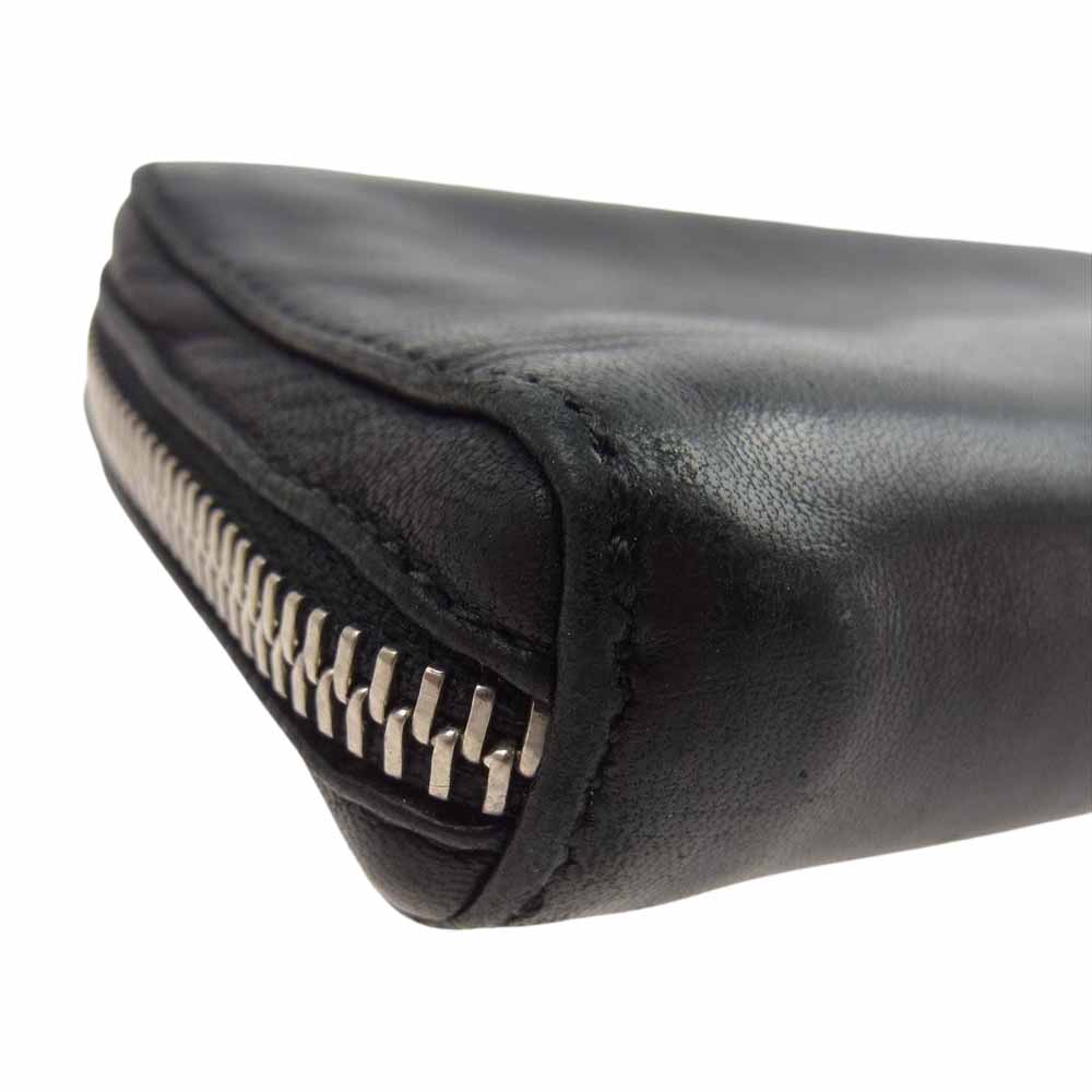 CHROME HEARTS クロムハーツ(原本無) REC F MINI ミニ ラウンドジップ レザー 財布 ブラック系【中古】
