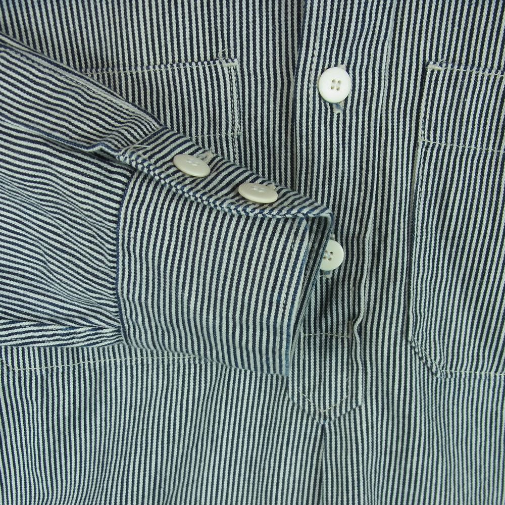 VISVIM ビズビム 18SS 0118105007003 ALPHA P.O. SHIRT L/S HICKORY アルファ ヒッコリー ストライプ 長袖 シャツ ホワイト系 ダークネイビー系 2【中古】