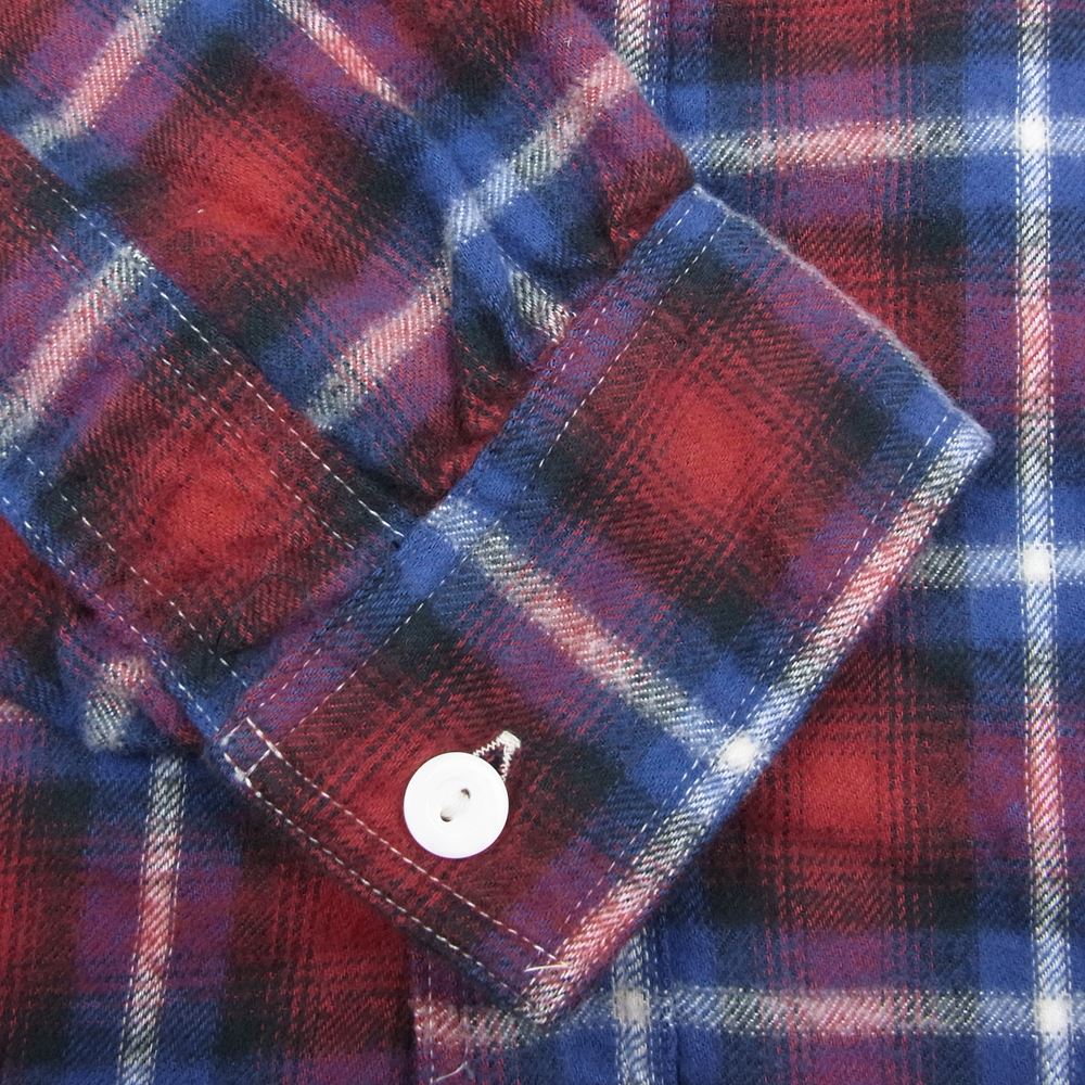 POST OVERALLS ポストオーバーオールズ 3216-FP4 The NAVY CUT 2 ネル チェック シャツ レッド系 3【新古品】【未使用】【中古】