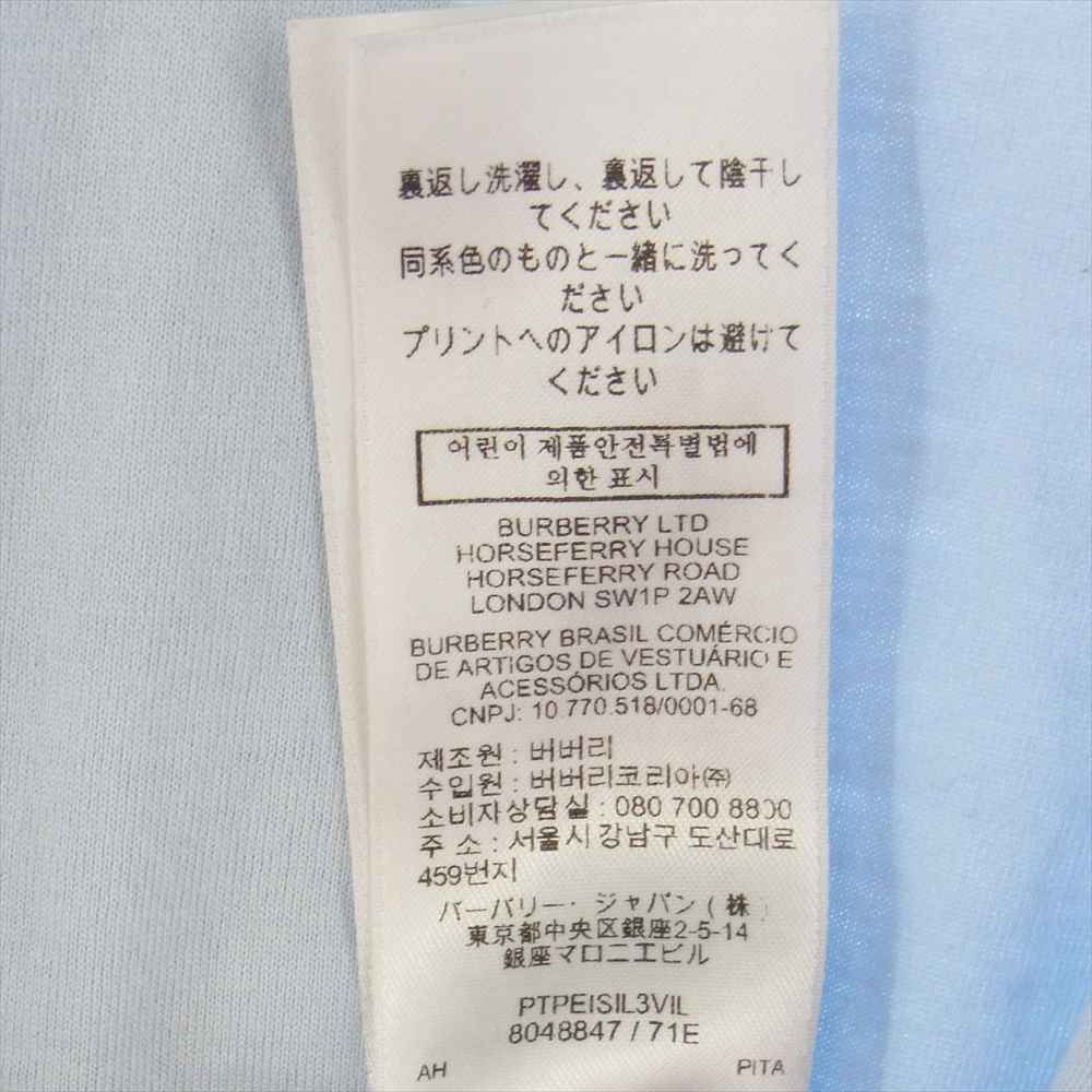 BURBERRY バーバリー 8048847 国内正規品 ラバーロゴ バックプリント Tシャツ ライトブルー系 S【中古】