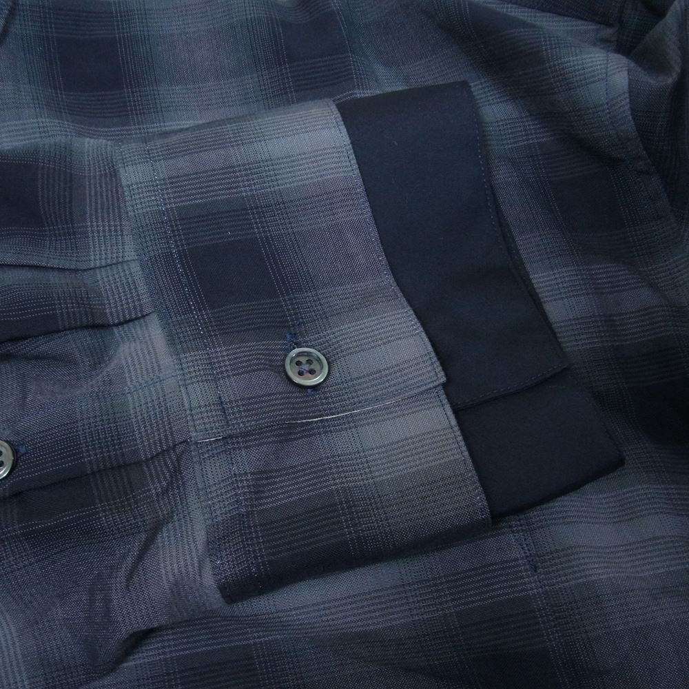 シュタイン 22SS ST.382-2 OVERSIZED LAYERED SHIRT オーバーサイズ レイヤード レーヨン混 オンブレチェック 長袖 シャツ ブラック系 M【美品】【中古】