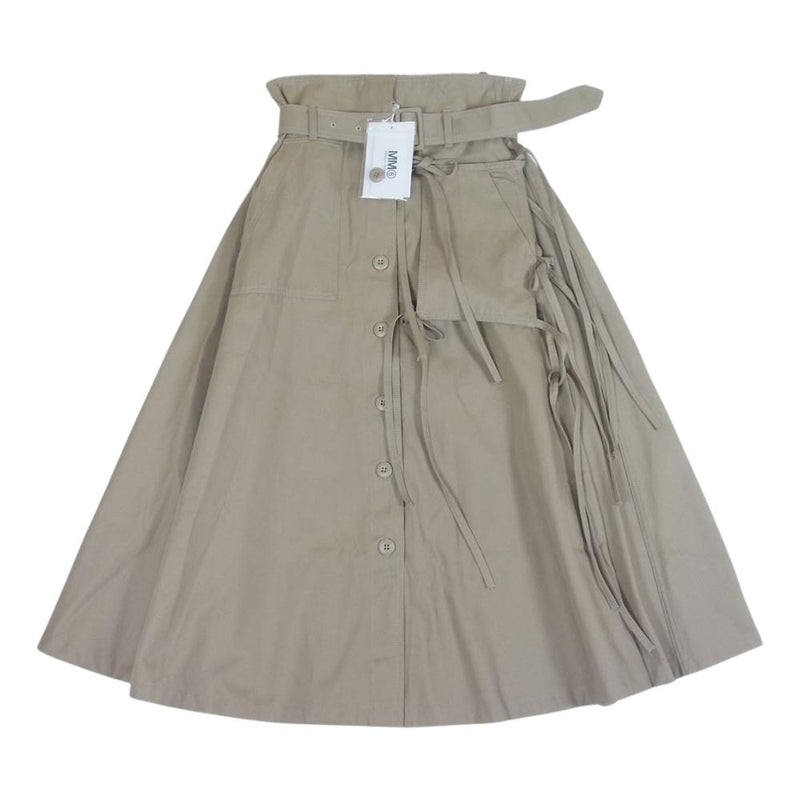 MAISON MARGIELA メゾンマルジェラ 18AW S32MA0277 MM6 エムエムシックス Thai Knot Pocket Maxi  Skirt デザインポケット ベルテッド リボン マキシ スカート ベージュ系 38【美品】【中古】