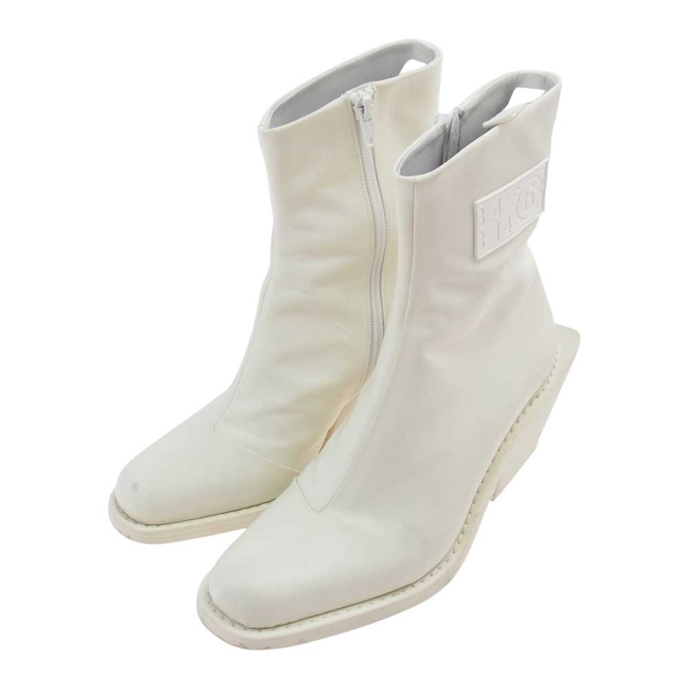 MAISON MARGIELA メゾンマルジェラ ブーツ 20AW S59WU0165 スクエアヒール サイドジップ アンクルブーツ ショートブーツ オフホワイト系 37【中古】 MAISON MARGIELA メゾンマルジェラ 20AW S59WU0165 スクエアヒール