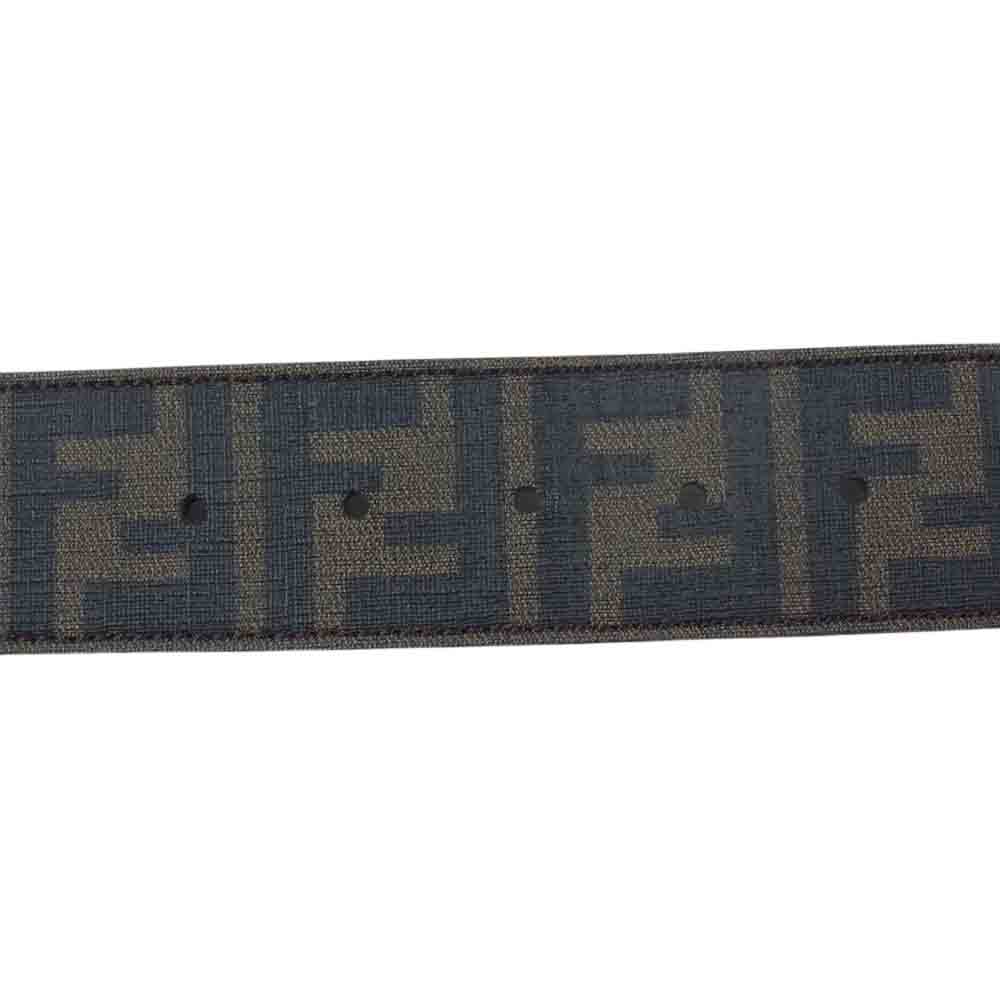 FENDI フェンディ 7C0250-XEE COLLEGE BELT ズッカ柄 レザー ベルト バックル ブラウン系 90/86【中古】
