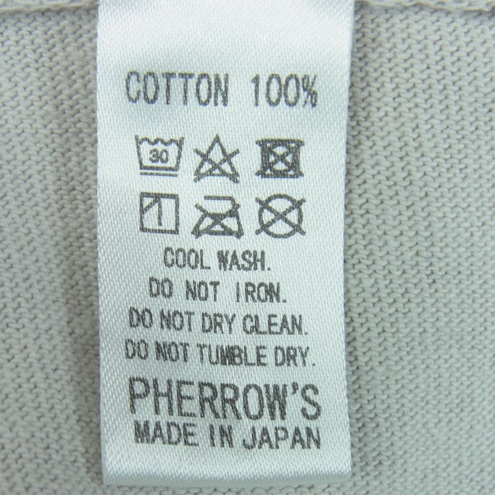 Pherrow's フェローズ プリント 半袖 クルーネック Tシャツ コットン 日本製 グレイッシュライトベージュ系 M【中古】