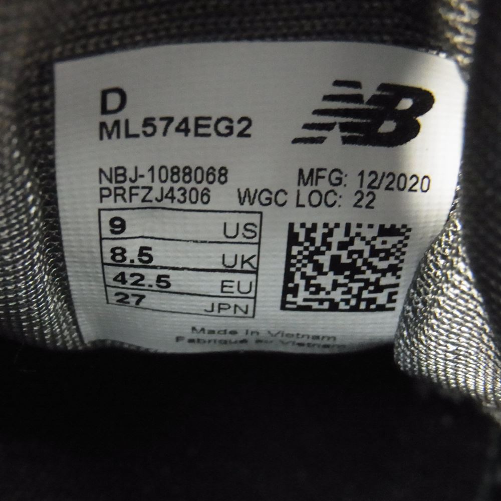 NEW BALANCE ニューバランス ML574EG2 スエード スニーカー グレー系 27cm【中古】