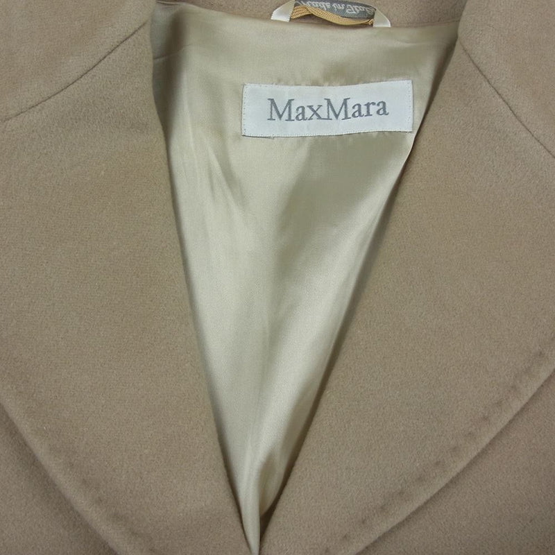 MAX MARA マックスマーラ 白タグ イタリア製 カシミア アンゴラ混 ヴァージンウール ロング コート ベージュ系 40【中古】