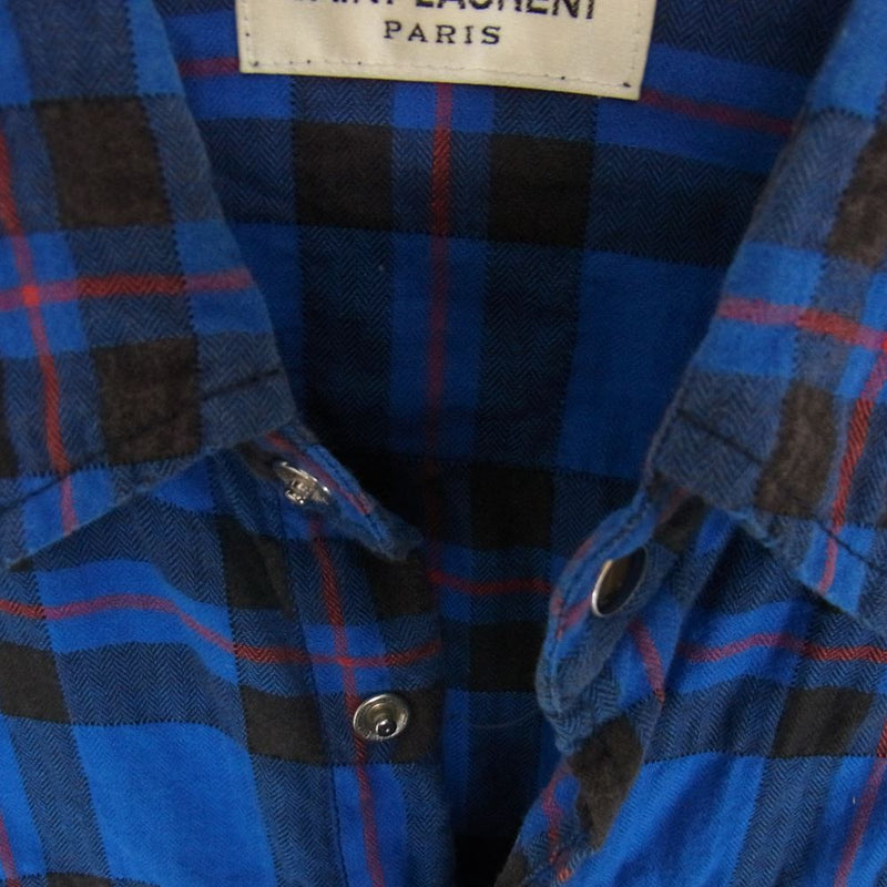 サンローランパリ 16ss カットオフチェックシャツ XS