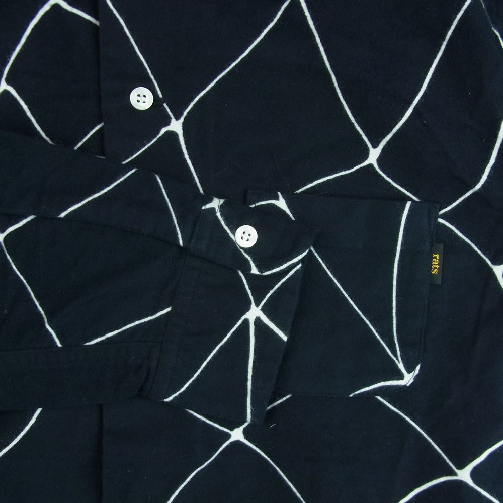 RATS ラッツ 18'RS-0805 スパイダー ウェブ 柄起毛 長袖 シャツ コットン 日本製 ブラック系 S【中古】