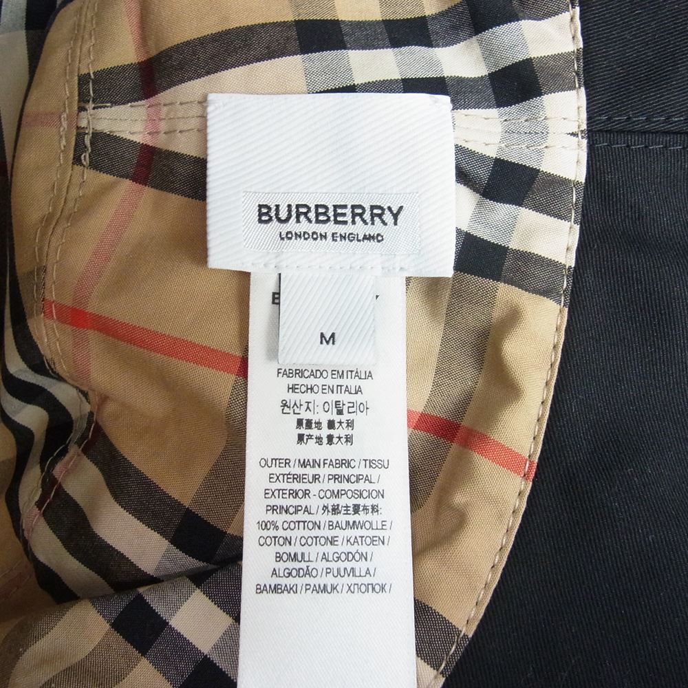 BURBERRY バーバリー 8037597 リバーシブル ロゴ コットンギャバジン ノバチェック バケット ハット ブラック系 M【美品】【中古】