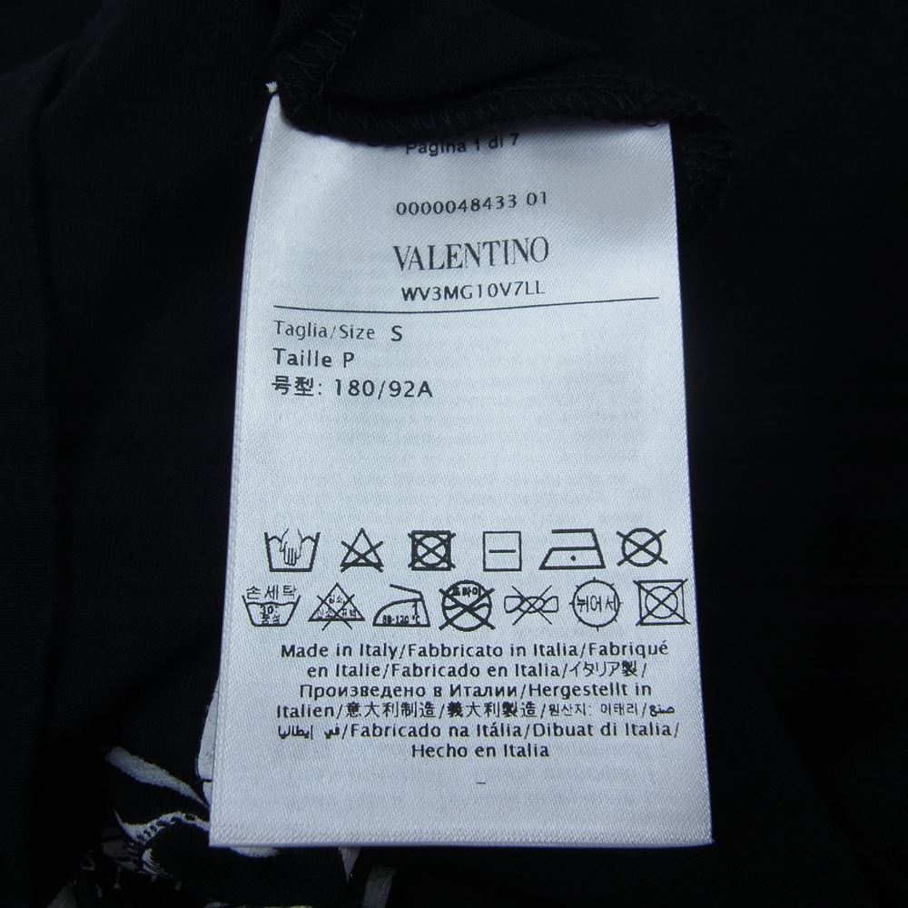 VALENTINO ヴァレンティノ WV3MG10V7LL Floral Logo Tee フローラル 総柄 ロゴ プリント 半袖 Tシャツ ブラック ブラック系 S【美品】【中古】