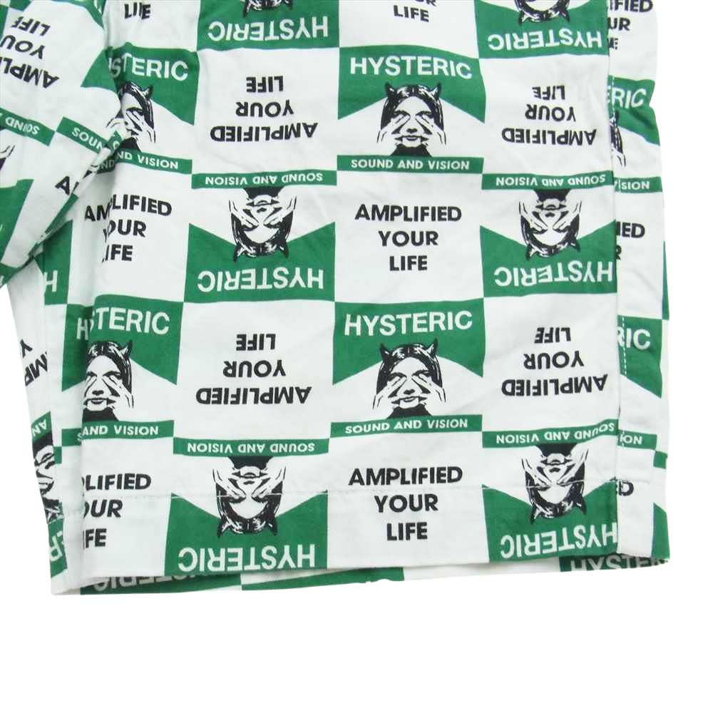 HYSTERIC GLAMOUR ヒステリックグラマー 02201AM03 SEE NO EVIL 総柄 イージー ショーツ ハーフパンツ グリーン系 S【中古】