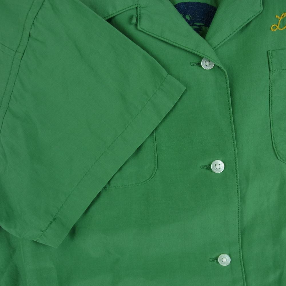 HYSTERIC GLAMOUR ヒステリックグラマー 15SS 0152AH04 オープンカラー レーヨン ボーリング 半袖 シャツ グリーン系 S【中古】