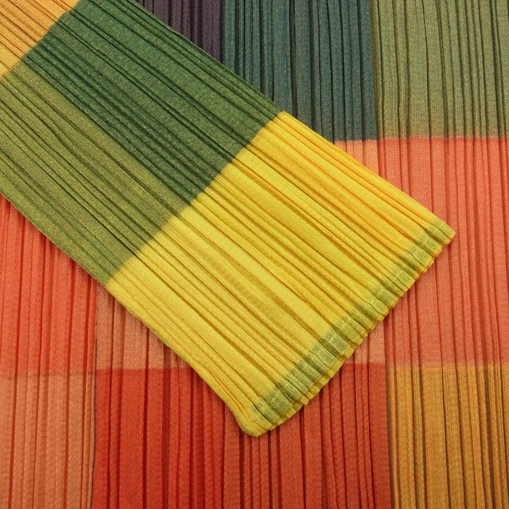 PLEATS PLEASE プリーツプリーズ イッセイミヤケ PP83-JK804 プリーツ加工 マルチカラー サイドスリット ボトルネック 長袖 カットソー マルチカラー系 3【美品】【中古】