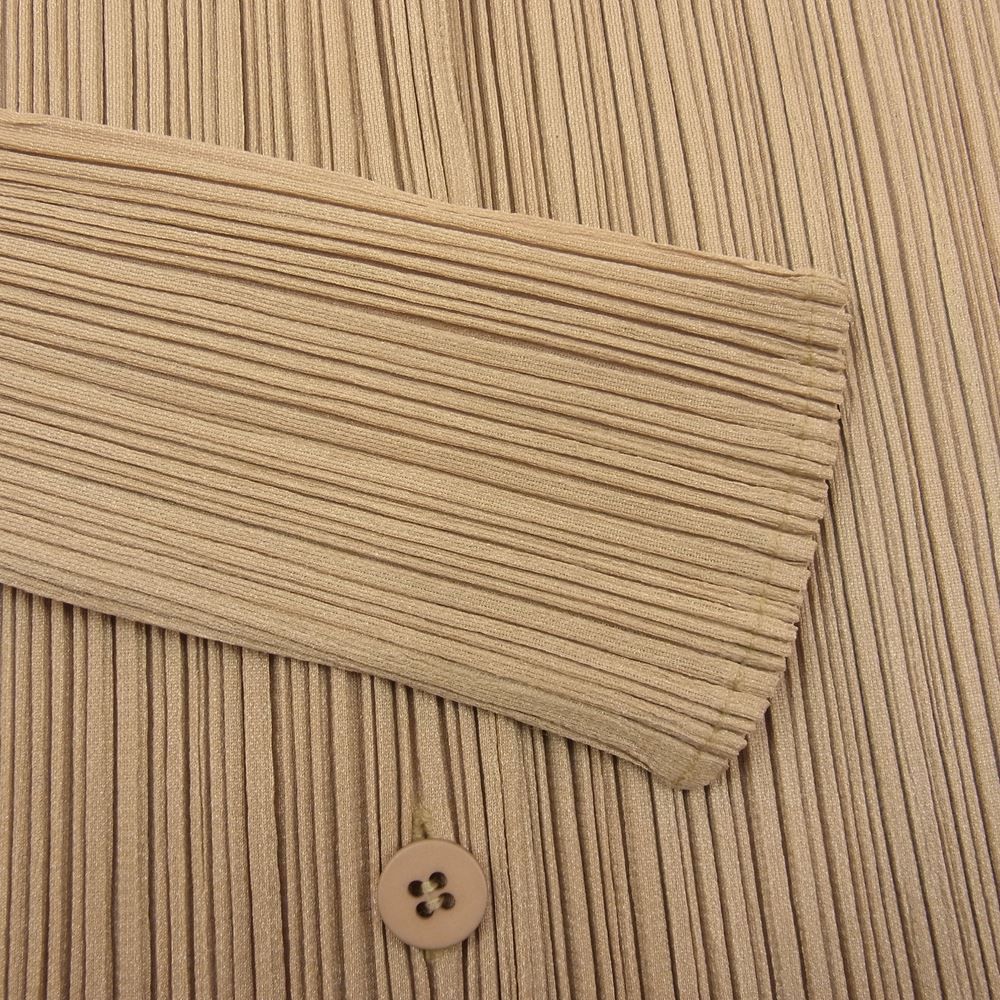 PLEATS PLEASE プリーツプリーズ イッセイミヤケ PP74-JK625 プリーツ加工 ロング シャツ ブラウス ワンピース ベージュ ベージュ系 3【美品】【中古】