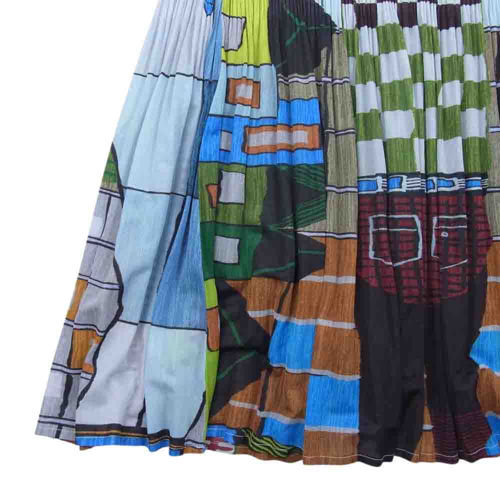 PLEATS PLEASE プリーツプリーズ イッセイミヤケ PP14-JG145 グラデーションプリーツ 総柄 フレア ロング スカート マルチカラー系 2【美品】【中古】