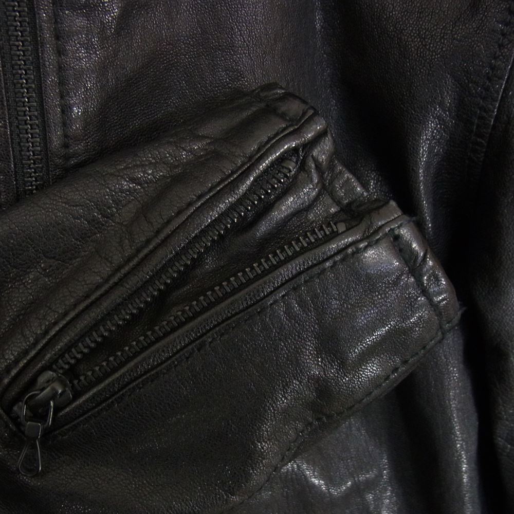 nano universe ナノユニバース ゴートスキン シングル スタンドカラー ライダース ジャケット ブラック系 S【中古】