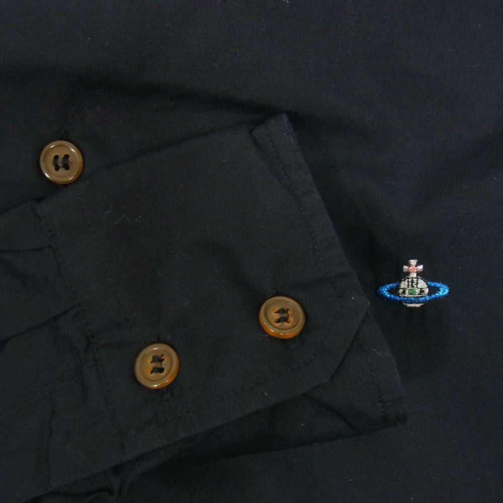 Vivienne WestwoodMAN ヴィヴィアンウエストウッドマン オーブ刺繍 長袖 シャツ ブラック系 44【中古】