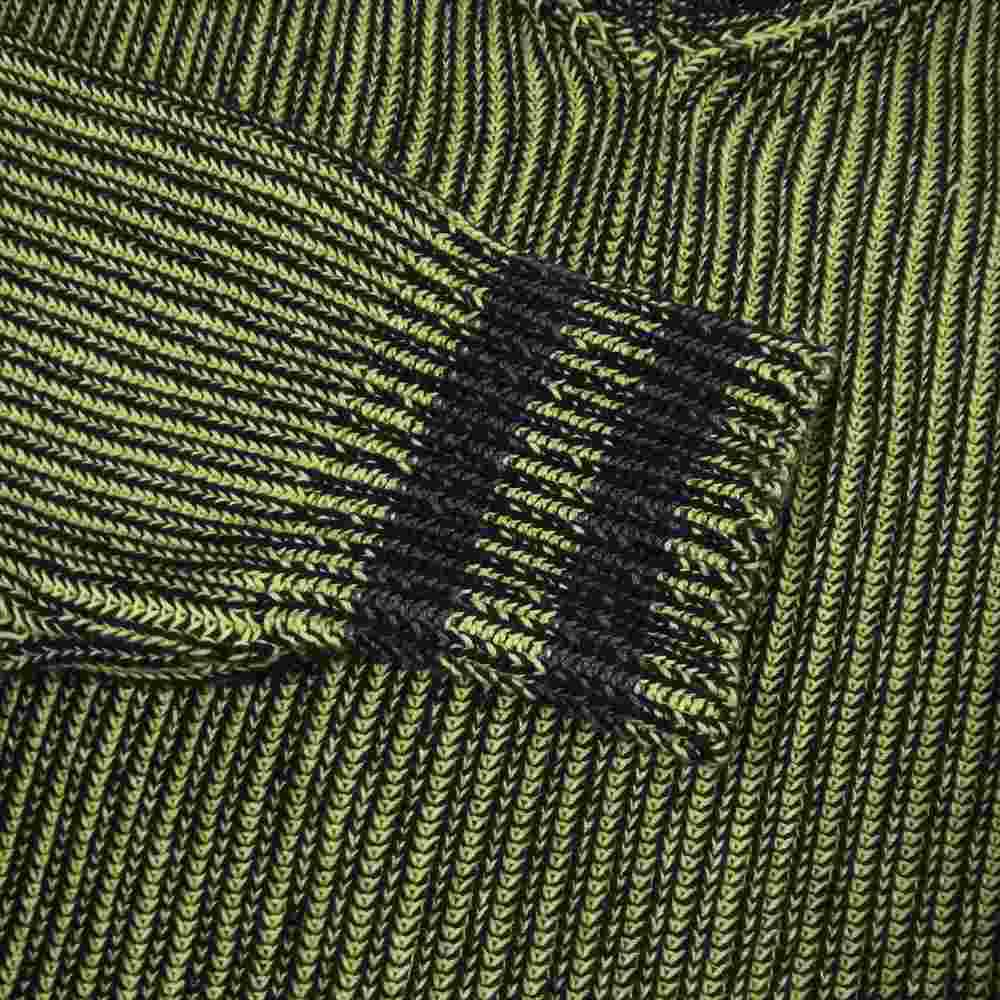 ユウキハシモト 211-01-0502 ONBOARD JUMPER エルボーパッチ ハーフジップ リングジップ ニット セーター ブラック系 ライトグリーン系 46【中古】