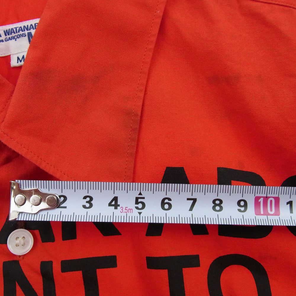 JUNYA WATANABE COMME des GARCONS MAN ジュンヤワタナベコムデギャルソンマン 02SS WE-B013 メッセージプリント 半袖 シャツ レッド系 M【中古】
