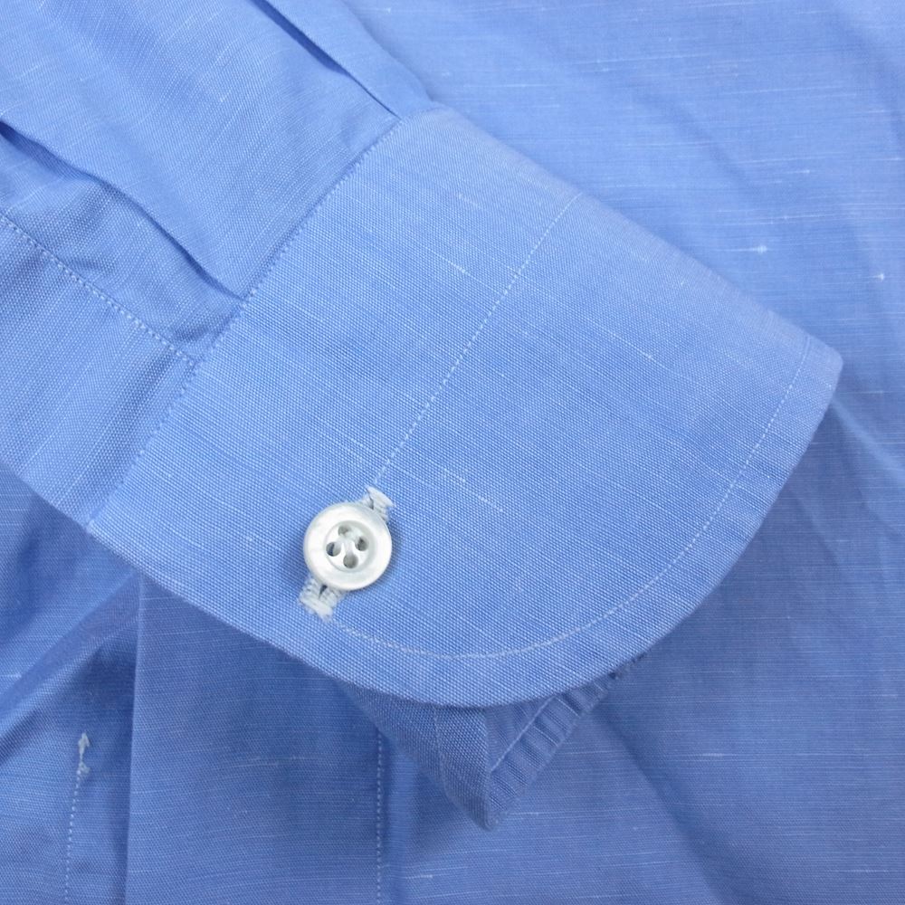 イサイア リネン混 コットン 長袖 シャツ ブルー系 15/38【中古】
