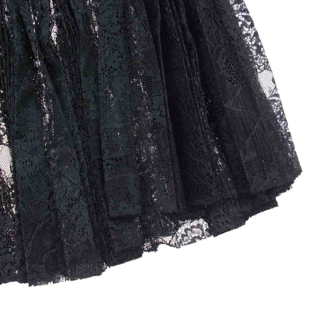 tricot COMME des GARCONS トリココムデギャルソン AD2016 TR-S203 総レース プリーツ フレア スカート ブラック系 M【中古】
