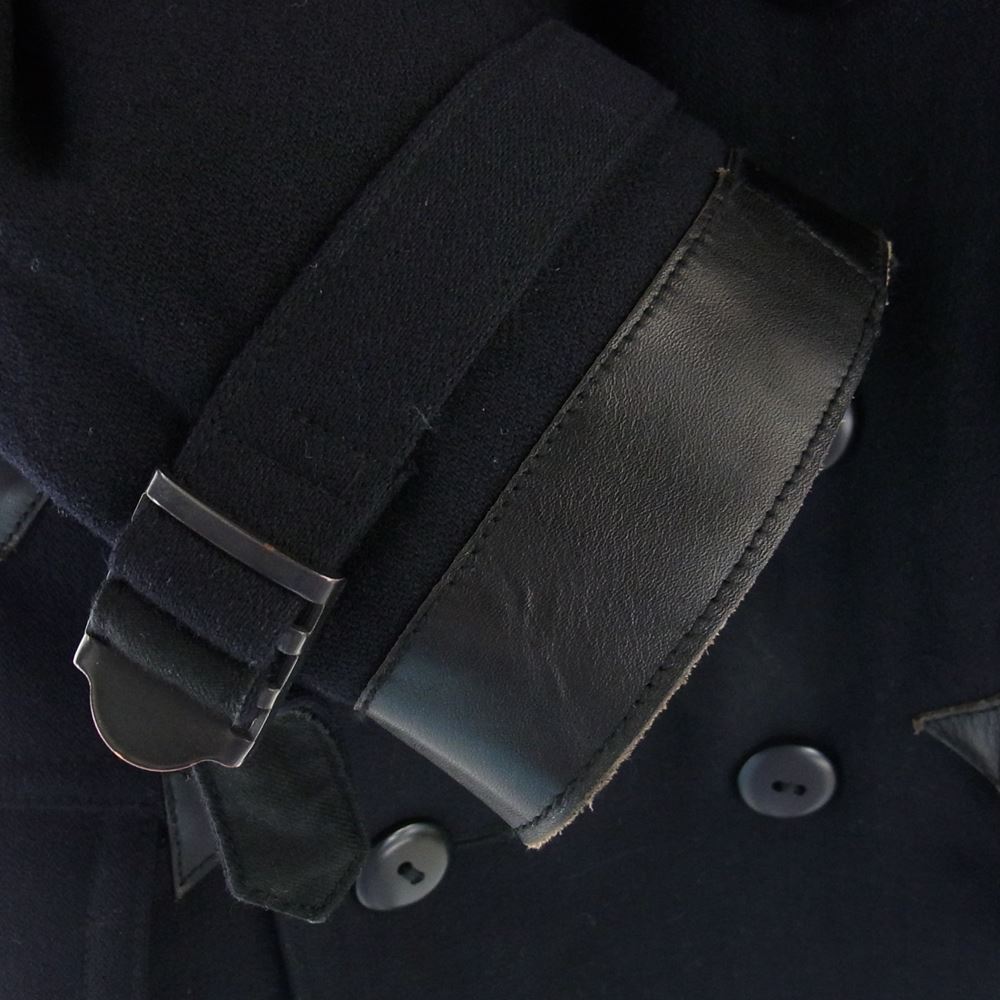 Nigel Cabourn ナイジェルケーボン 8010000000 ウール レザー ミリタリー Pコート ピーコート ブラック系 46【中古】