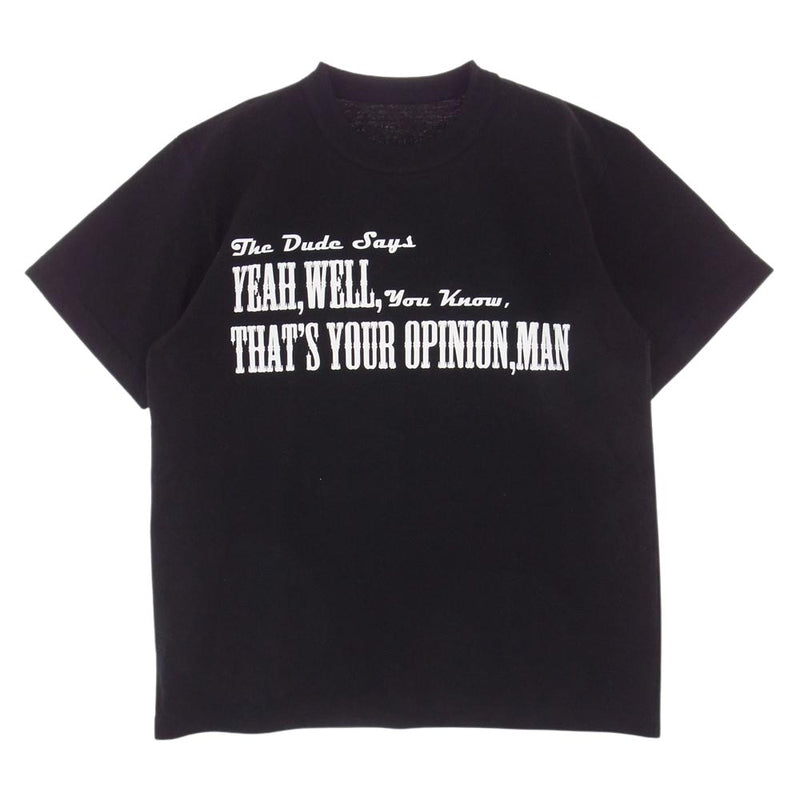 Sacai サカイ 20SS 20-0056S BIG LEBOWSKI T-Shirt ビッグリボウスキ プリント Tシャツ ブラック ブラック系  2【美品】【中古】