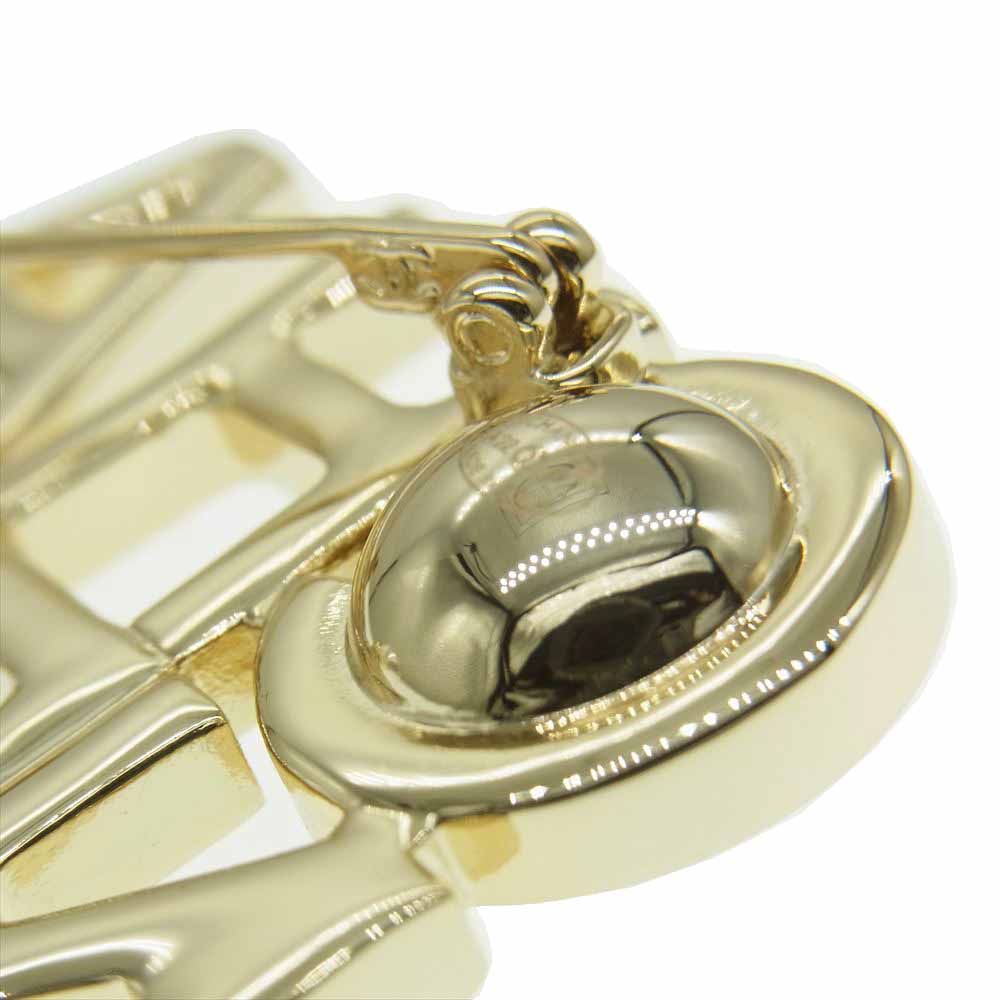 CHANEL シャネル A22P ロゴ パール ブローチ ゴールド系【中古】