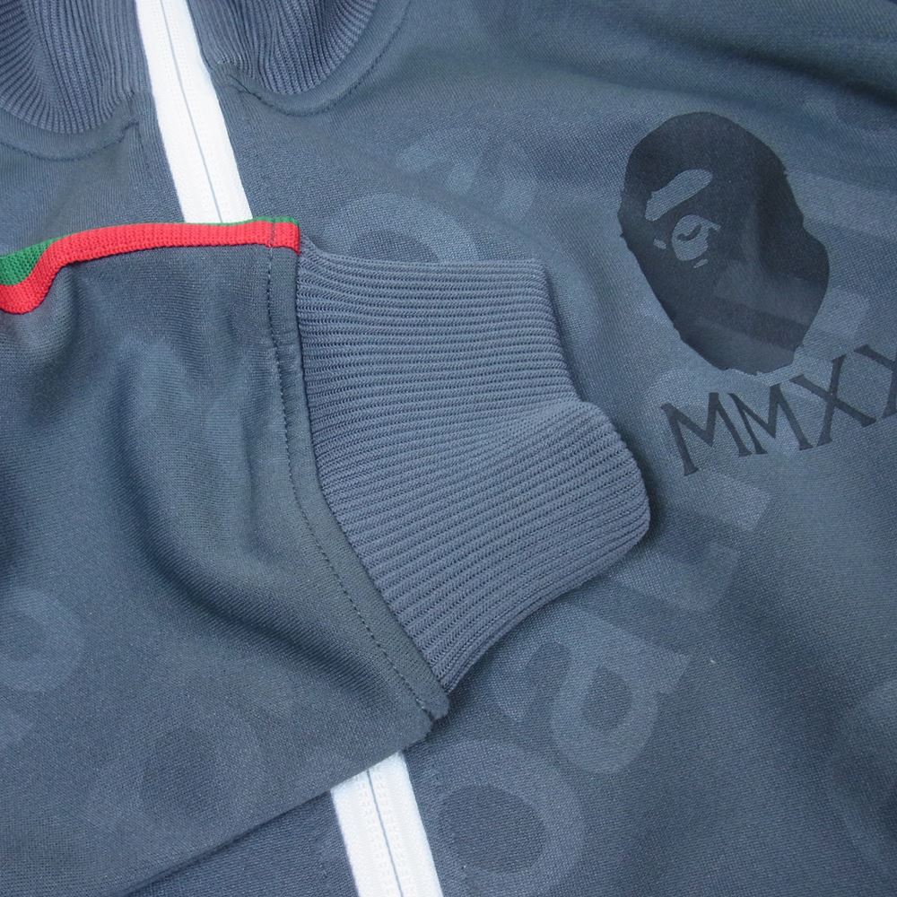 A BATHING APE アベイシングエイプ APE LINE SLEEVE JERSEY エイプ ライン スリーブ ジャージ トラック ジャケット チャコール系 M【中古】