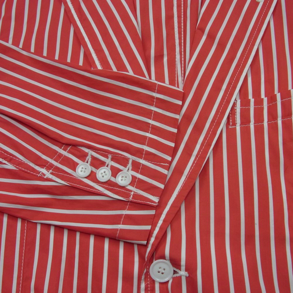 COMME des GARCONS HOMME PLUS コムデギャルソンオムプリュス 20SS PE-J070 Orlando Virginia Woolf オルランド ヴァージニアウルフ期 ドッキング ストライプ シャツ ジャケット レッド系 ホワイト系 XL【極上美品】【中古】