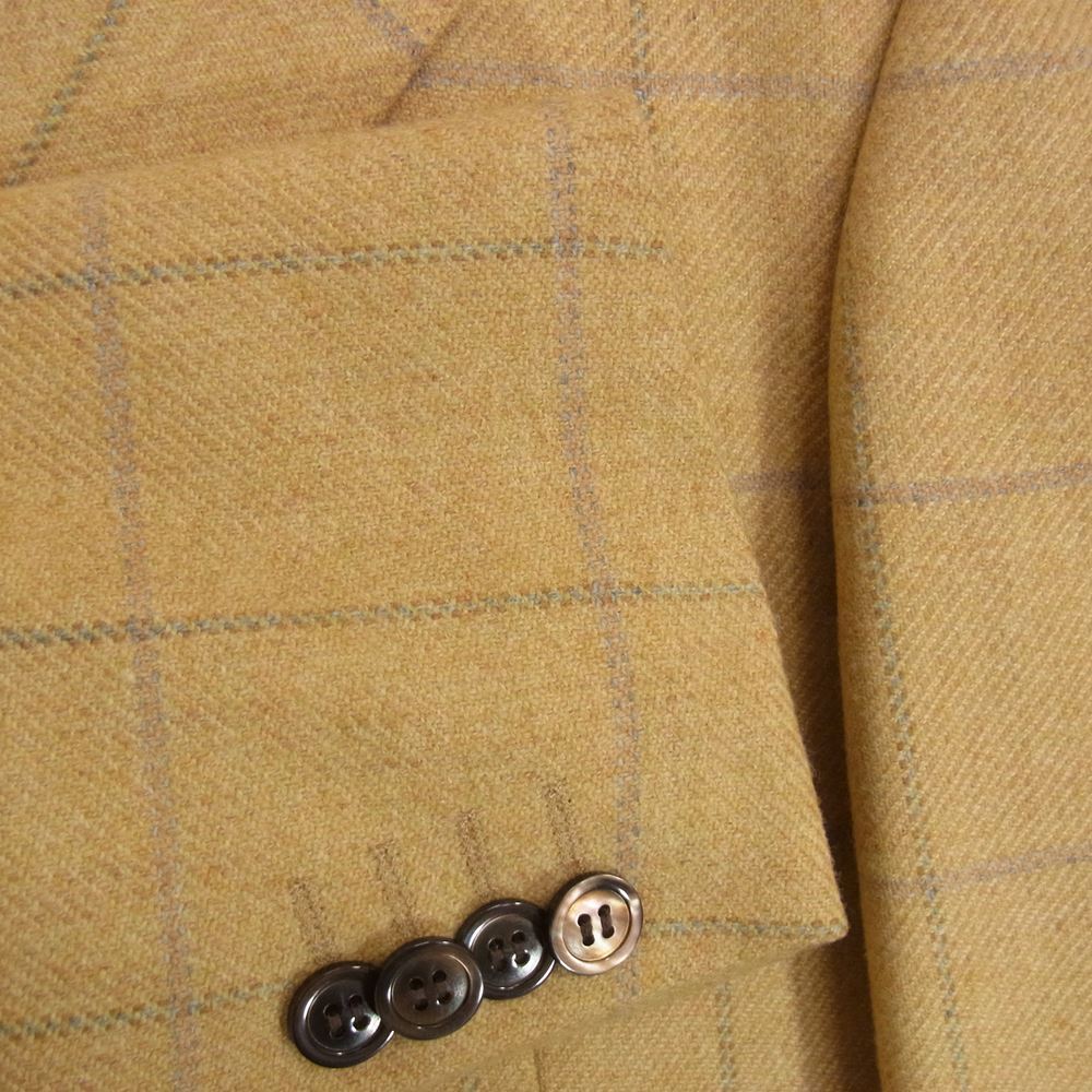 アルティジャナーレ JK-F-RS3B-20 ウール カシミヤ混 チェック テーラード ジャケット イエロー系 48【中古】